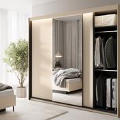 Cream Sliding Door Wardrobe with Mirror image