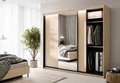 Cream Sliding Door Wardrobe with Mirror image