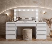 Adele "NEW" Vanity Table Double with Hollywood Mirror White image