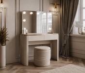 Eveline Glamour Vanity Table Double with Hollywood Mirror "Cashmere" image