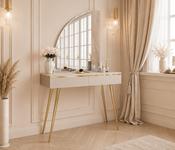 Aurora II Vanity Table with Mirror LED – Cashmere &amp;amp; Gold