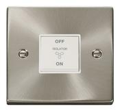 Click Deco Fan Isolator Switch Brushed Chrome Black / White Insert