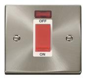 Click Deco 1Gang 45a Cooker Switch Brushed Chrome White Insert