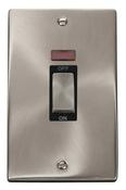 Click Deco 2Gang 45a Cooker Switch Brushed Chrome Black / White Insert