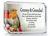 Robin In Memory Crystal - Granny &amp;amp; Grandad