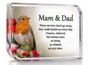 Robin In Memory Crystal - Mam &amp;amp; Dad