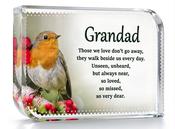 Robin In Memory Crystal - Grandad