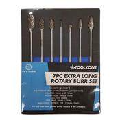 Toolzone 7pc Extra Long Tungsten Carbide Rotary Burrs (6mm Shank)