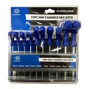 Toolzone 10pc T Handle Hex Keys (Metric)