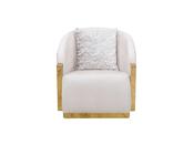 Como White Armchair with Brass Frame | Mandiinteriors