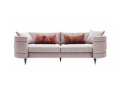 Venedik Blush 4 Seater Sofa – Curved Ends, Gold Base image