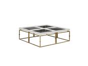 Como White Coffee Table – Gold Frame Elegance
