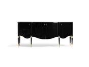 Monaco Black Console Table – Curved with Gold Tips