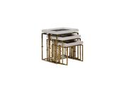 Como White Nesting Tables with Gold Frame - Mandiinteriors