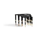 Monaco Black Nesting Table – Sleek Gold-Tipped Set