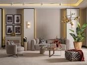 Milano Cream Living Room Set Gold Accents - Mandiinteriors