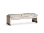 Casto Cream Fabric Bench with Gold Trim - Mandiinteriors
