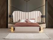 Deluxe Bedroom Set LED Lights Gold Accent - Mandiinteriors