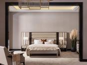 Galante Beige Bedroom Set Fabric Headboard - Mandiinteriors
