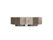 Ricamo Brown TV Unit – Curved Elegance, Gold Base - M&amp;I image