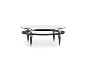Senato Middle Table Glass Top Gold Accents - Mandiinteriors
