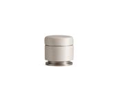 Senato Pouf Upholstered Top with Metallic Cream Base