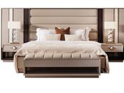 Galante Beige &amp; Brown Bedstead Metal Accent - Mandiinteriors