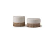 Montana Off-White Pouf Fringe Brown Base - Mandiinteriors