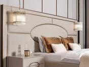 Casto Cream Bedroom Set with Gold Accent - Mandiinteriors