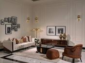 Nevada Curved Cream Living Set Gold Accents image
