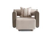 Ricamo Beige Fabric Armchair Metal Accent - Mandiinteriors