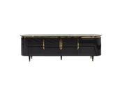 Braga Black Curved TV Unit Gold Accents - Mandiinteriors image