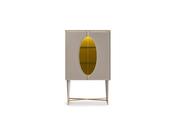 Casto Bar Ribbed Doors and Gold Base - Mandiinteriors