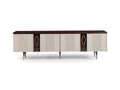 Casto Cream &amp; Walnut TV Unit with Gold Accents image