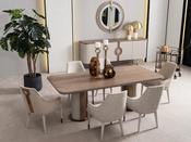 Harmony Beige Dining Set Metallic Accent - Mandiinteriors