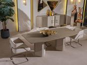 Ricamo Cream Dining Set Dual-Tone Frame - Mandiinteriors