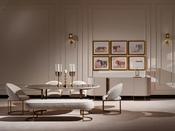 Lyon Dining Set Curved Seats Gold Frame - Mandiinteriors