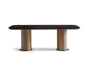 Ecrue Walnut Dining Table with Gold Base - Mandiinteriors