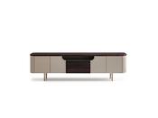 Ecrue Ribbed TV Unit Dark Top and Gold Legs - Mandiinteriors image