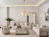 Parma Living Room Set Channel Gold Frame - Mandiinteriors