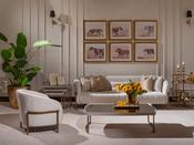 Lyon Cream Living Room Set Gold Frame - Mandiinteriors