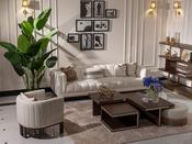 Montana Cream Living Set with Brown Legs - Mandiinteriors