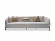 Lyon Cream 3 Seater Curved Sofa with Gold Base | M&amp;I