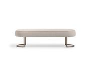 Lyon Cream Fabric Bench Antique Gold Base - Mandiinteriors