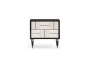 Senato Black &amp; White Nightstand Gold Accent - Mandiinteriors