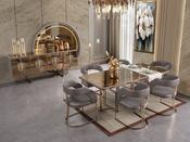 Prestige Gold &amp; Grey Dining Room Set - Mandiinteriors