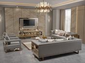 Prestige Grey Living Room Set Gold Accents - Mandiinteriors