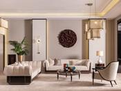 Senato Living Room Set Beige Metal Accents - Mandiinteriors