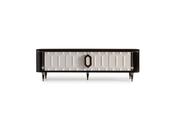 Senato Black &amp; White TV Unit Gold Accents - Mandiinteriors image
