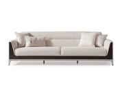 Galante Beige 4-Seater Sofa Brown Frame - Mandiinteriors